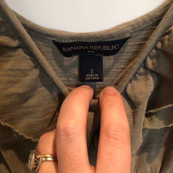 Banana Republic olive green cotton dress with ruffle - Picture 6 of 10